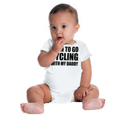 Cycling With Daddy Romper Bodysuit-Direct To Garment Print-Brisco Baby
