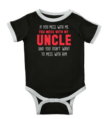 Mess With My Uncle Ringer Romper Bodysuit-Direct To Garment Print-Brisco Baby