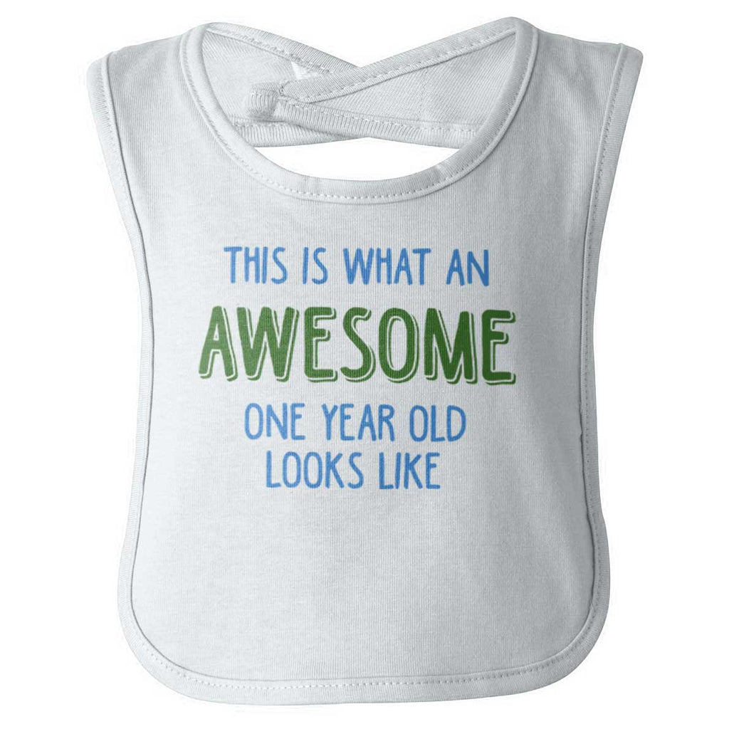 Awesome One Year Old Infant Baby Bib-Direct To Garment Print-Brisco Baby