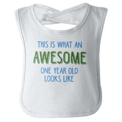 Awesome One Year Old Infant Baby Bib-Direct To Garment Print-Brisco Baby