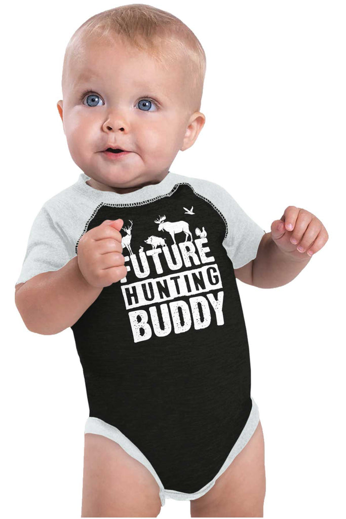 Future Deer Hunting Bud Raglan Romper Bodysuit-Direct To Garment Print-Brisco Baby
