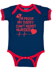 Can't Resist Nurses Baby Ruffled Trim Romper-Direct To Garment Print-Brisco Baby