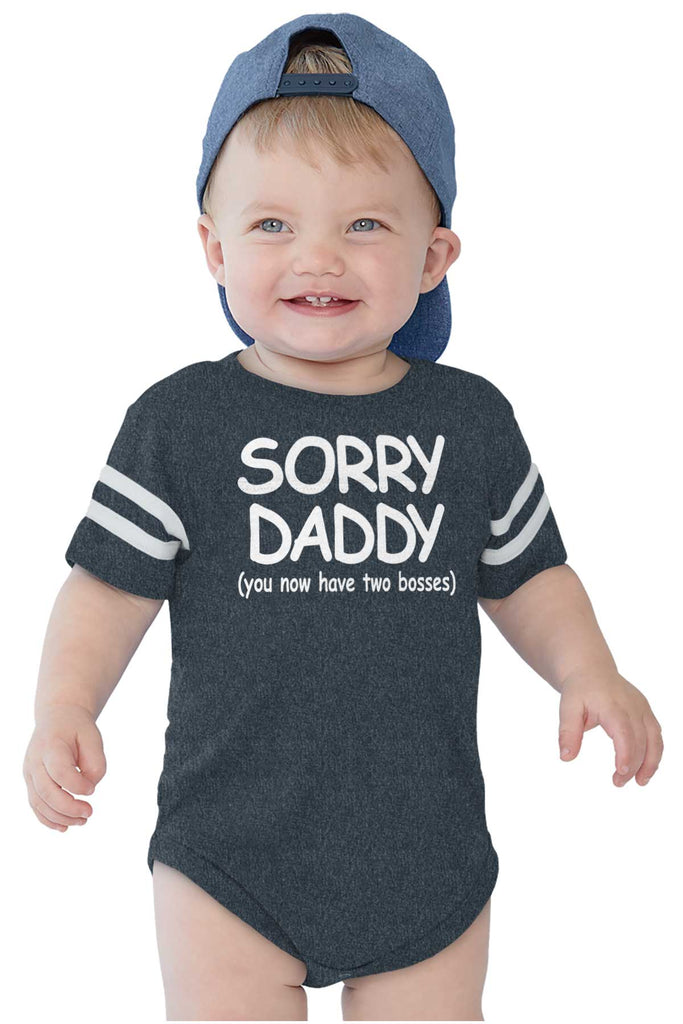 Sorry Daddy Football Romper Bodysuit-Direct To Garment Print-Brisco Baby