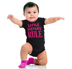 Little Sisters Rule Romper Bodysuit-Direct To Garment Print-Brisco Baby