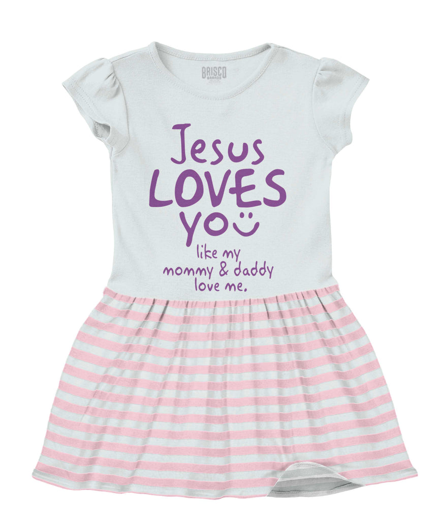 Jesus Loves You Baby Striped Skirt Dress-Direct To Garment Print-Brisco Baby
