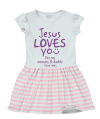Jesus Loves You Baby Striped Skirt Dress-Direct To Garment Print-Brisco Baby