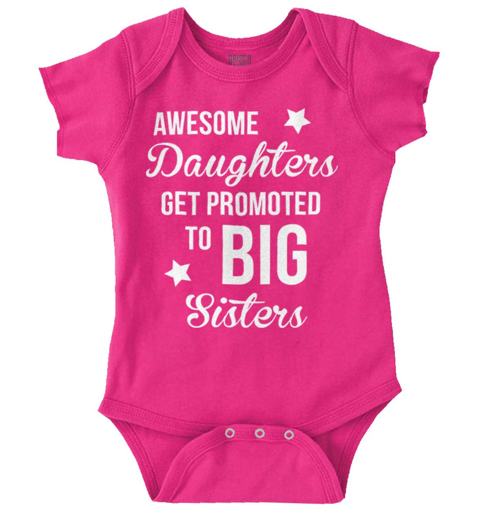 Awesome Daughter Promote Big Sisters Romper Bodysuit-Direct To Garment Print-Brisco Baby