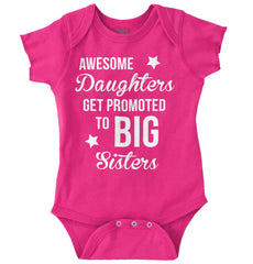 Awesome Daughter Promote Big Sisters Romper Bodysuit-Direct To Garment Print-Brisco Baby