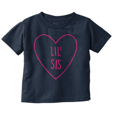 Lil' Sis Heart Infant Toddler T Shirt-Direct To Garment Print-Brisco Baby