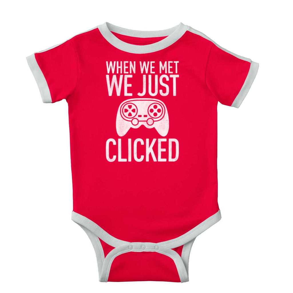We Just Clicked Video Game Nerd Ringer Romper Bodysuit-Direct To Garment Print-Brisco Baby