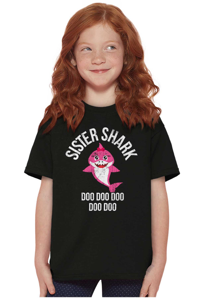 Cartoon Sister Shark Youth T Shirt-Direct To Garment Print-Brisco Baby