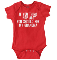 Nap A Lot See Grandma Romper Bodysuit-Direct To Garment Print-Brisco Baby