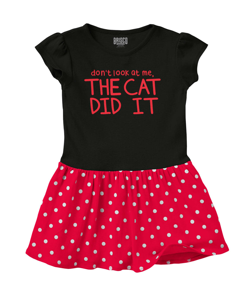 Cat Did It Baby Polka Dot Skirt Dress-Direct To Garment Print-Brisco Baby