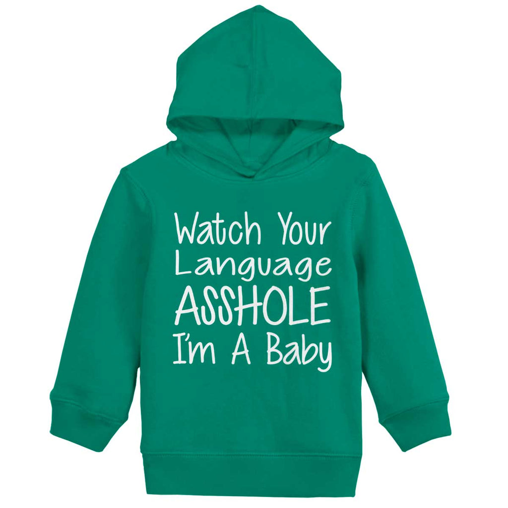 Watch The Language Toddler Pullover Hoodie-Direct To Garment Print-Brisco Baby