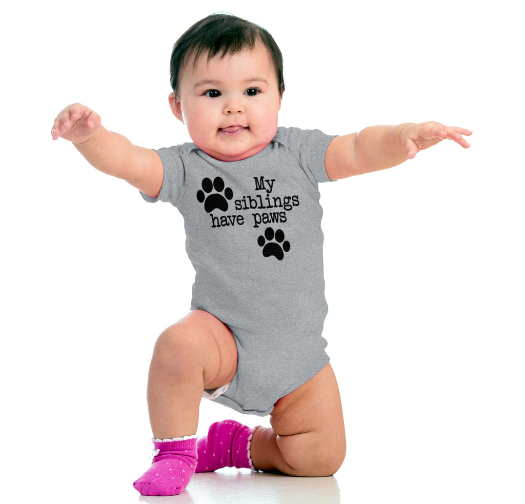 Siblings have paws Romper Bodysuit-Direct To Garment Print-Brisco Baby