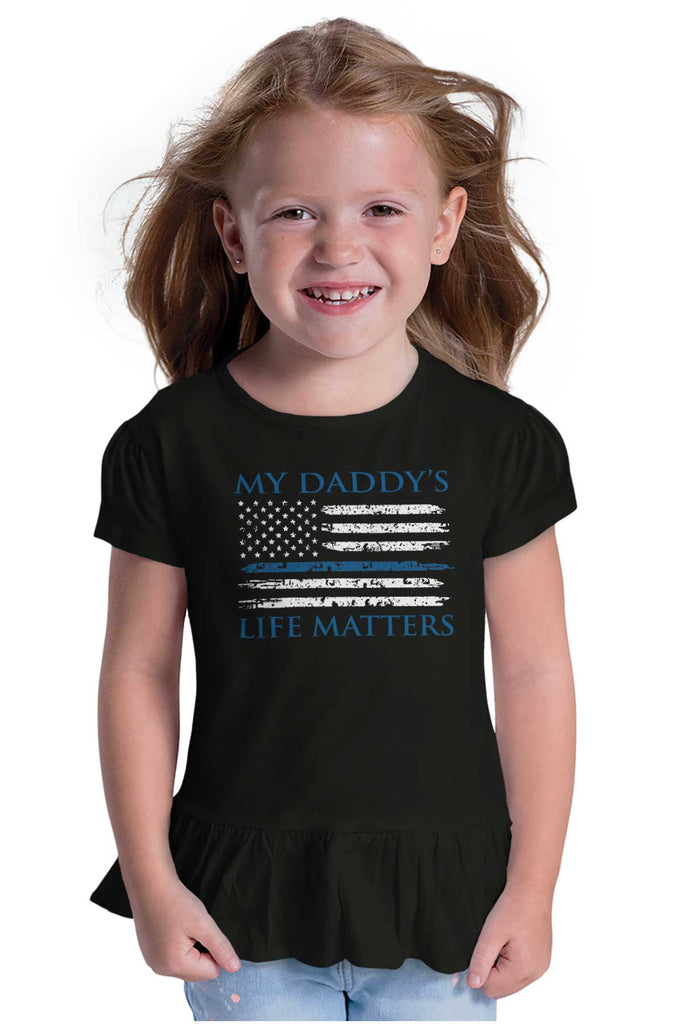 Daddy's Life Toddler Ruffle Bottom Tee-Direct To Garment Print-Brisco Baby