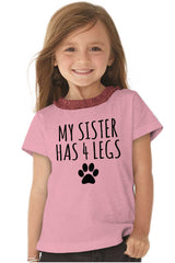 Sister has 4 legs Toddler Ruffled Trim T-Shirt-Direct To Garment Print-Brisco Baby