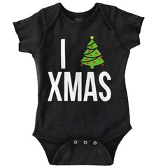 I Love Xmas Romper Bodysuit-Direct To Garment Print-Brisco Baby