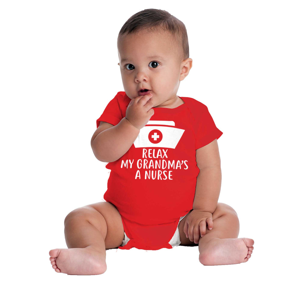 Relax My Grandma's A Nurse Romper Bodysuit-Direct To Garment Print-Brisco Baby