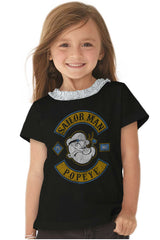 Popeye The Sailor Man Toddler Ruffled Trim T-Shirt-Direct To Garment Print-Brisco Baby