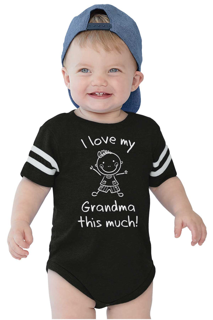 Love My Grandma Football Romper Bodysuit-Direct To Garment Print-Brisco Baby