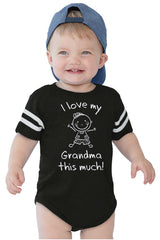 Love My Grandma Football Romper Bodysuit-Direct To Garment Print-Brisco Baby