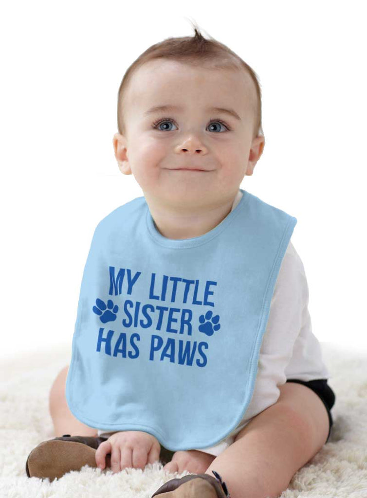 My Little Sister Has Paws Infant Baby Bib-Direct To Garment Print-Brisco Baby