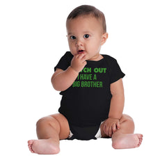 Watch Out I Have A Big Brother Romper Bodysuit-Direct To Garment Print-Brisco Baby