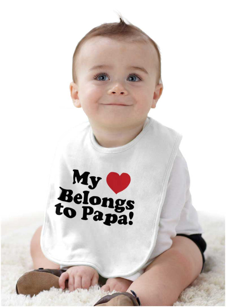 My Heart Belongs To Papa Infant Baby Bib-Direct To Garment Print-Brisco Baby