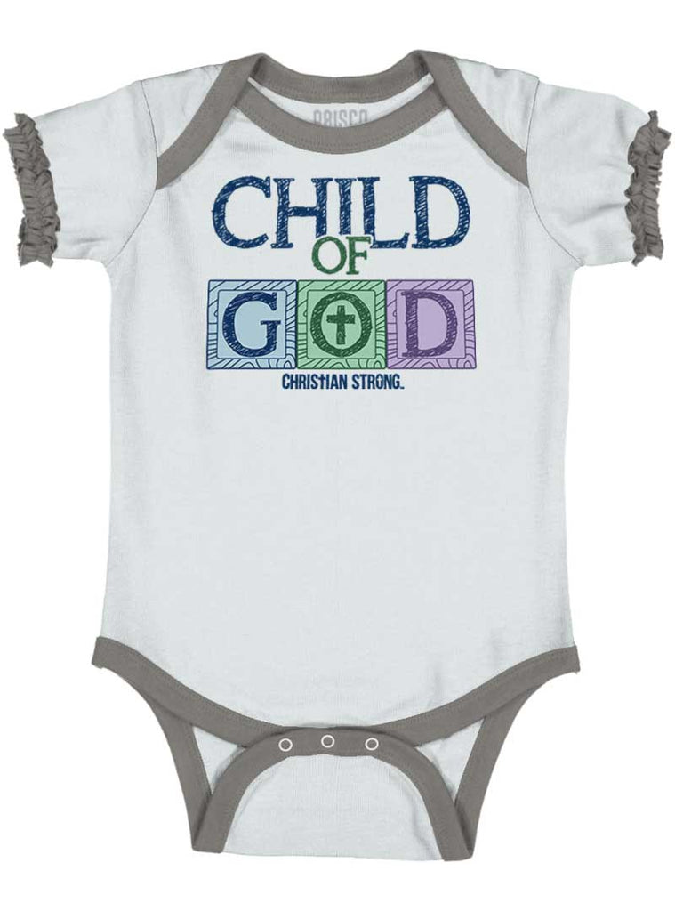 Child of God Baby Ruffled Trim Romper-Direct To Garment Print-Brisco Baby