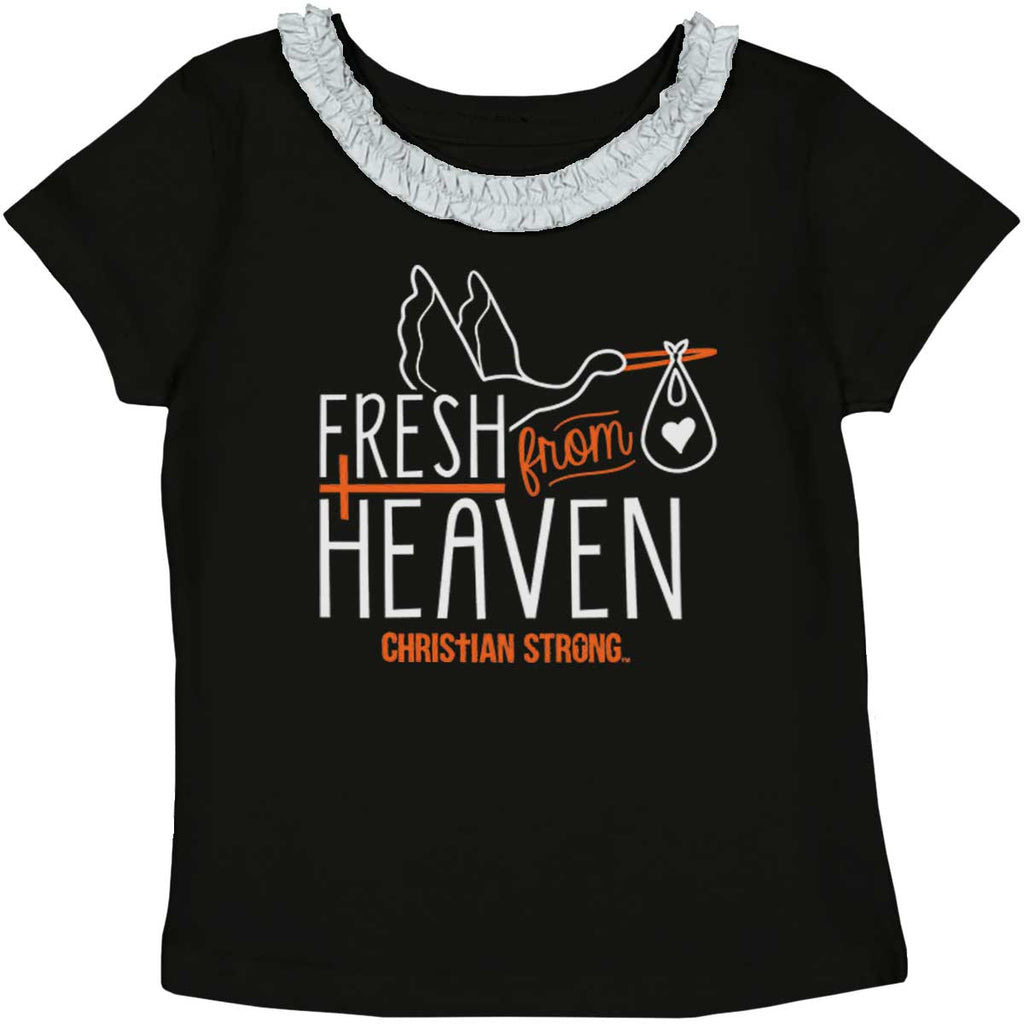 Fresh From Heaven Toddler Ruffled Trim T-Shirt-Direct To Garment Print-Brisco Baby