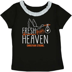 Fresh From Heaven Toddler Ruffled Trim T-Shirt-Direct To Garment Print-Brisco Baby