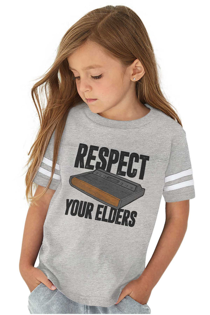 Respect Your Elders Dungeons Toddler Football Jersey Tee-Direct To Garment Print-Brisco Baby