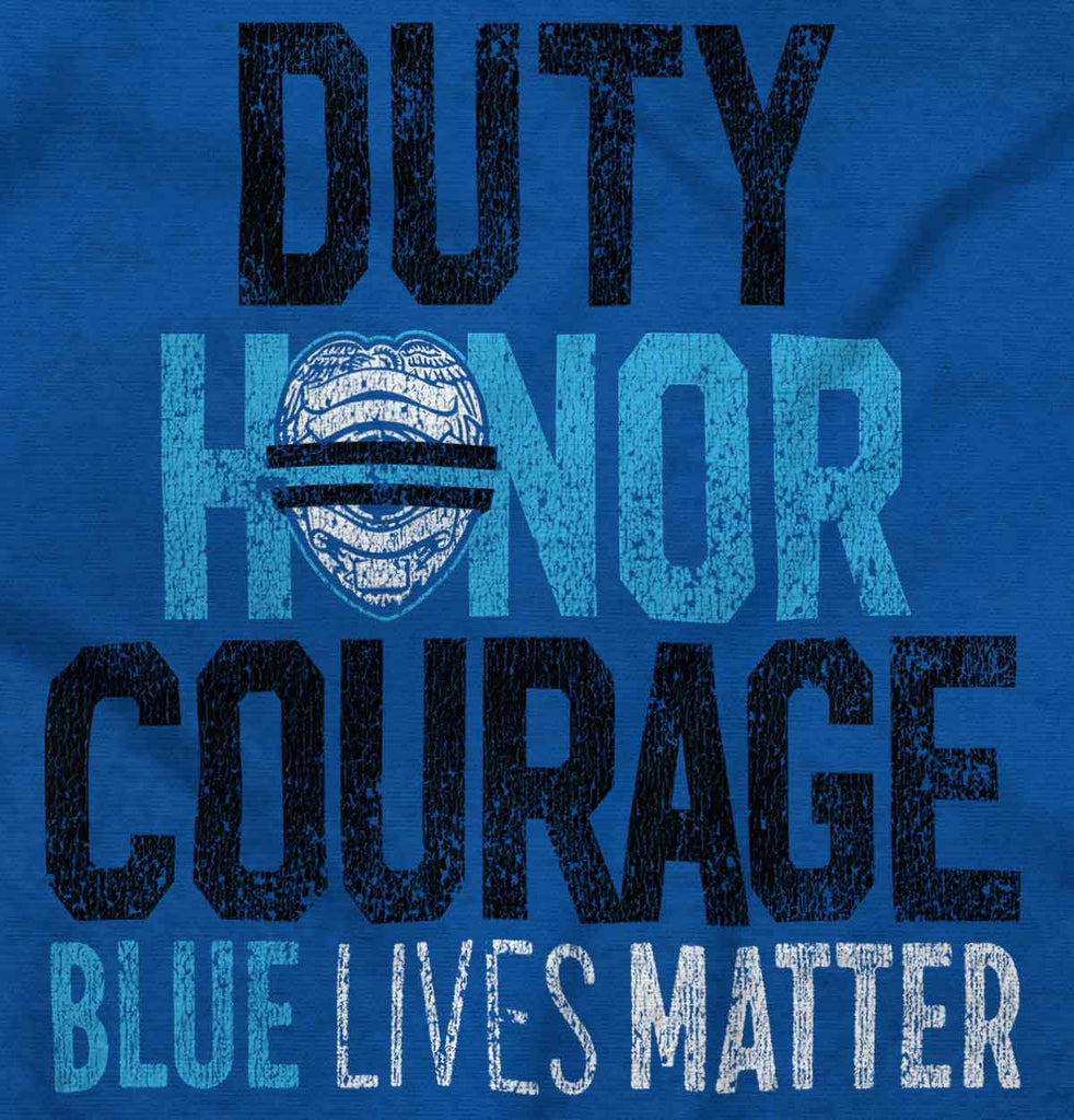 Duty Honor Blue Lives Romper Bodysuit-Direct To Garment Print-Brisco Baby