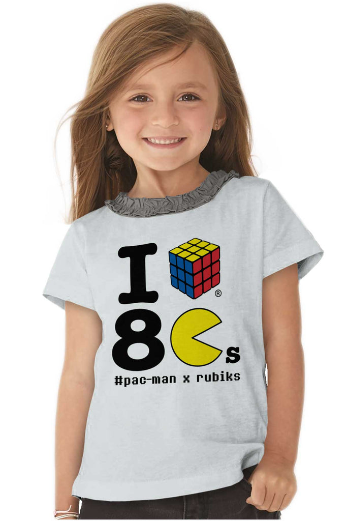 I Love The 80s Toddler Ruffled Trim T-Shirt-Direct To Garment Print-Brisco Baby