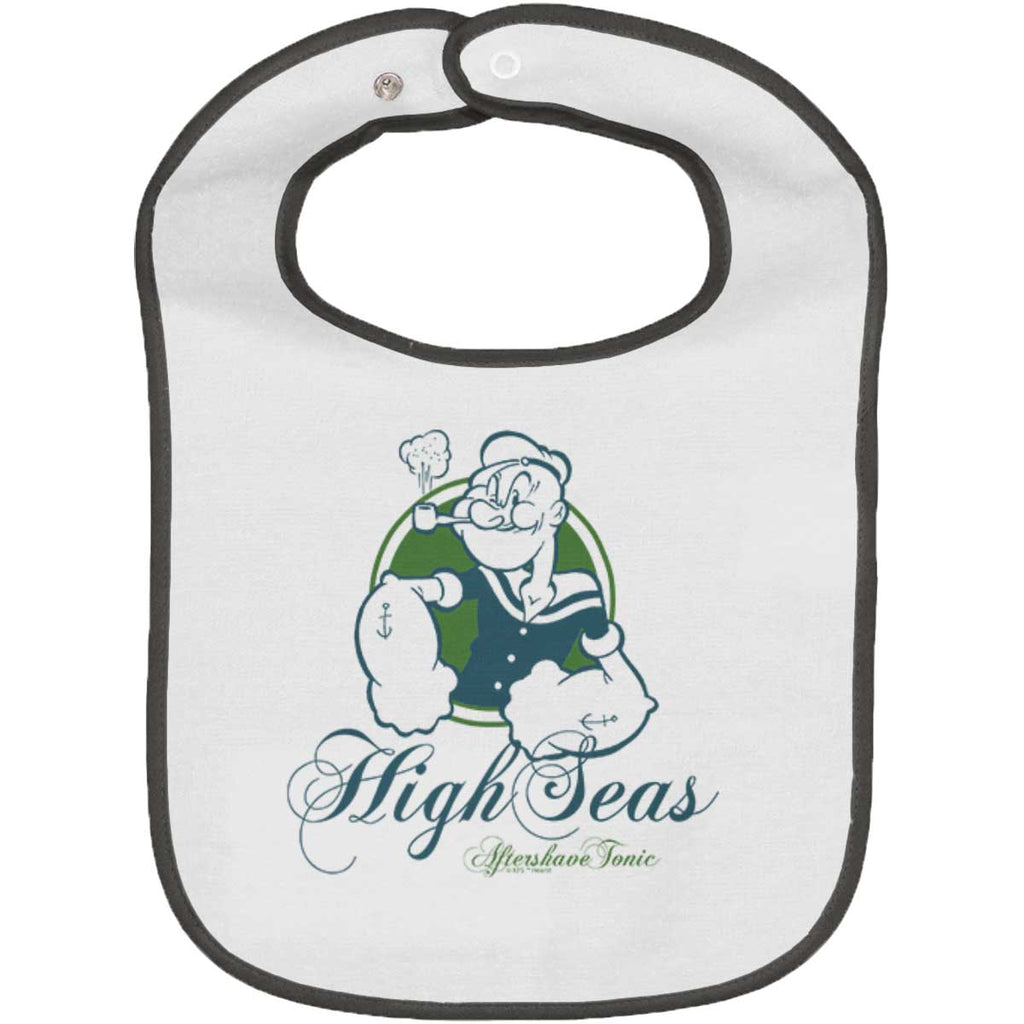 High Seas Aftershave Trimmed White Snap Bib-Direct To Garment Print-Brisco Baby