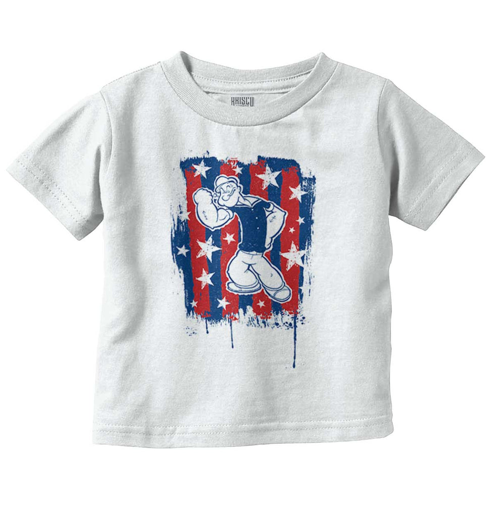 Stars Stripes Popeye Infant Toddler T Shirt-Direct To Garment Print-Brisco Baby