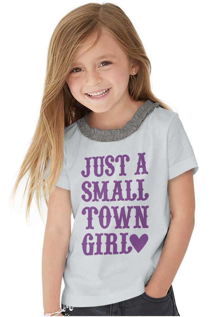 Small Town Girl Toddler Ruffled Trim T-Shirt-Direct To Garment Print-Brisco Baby