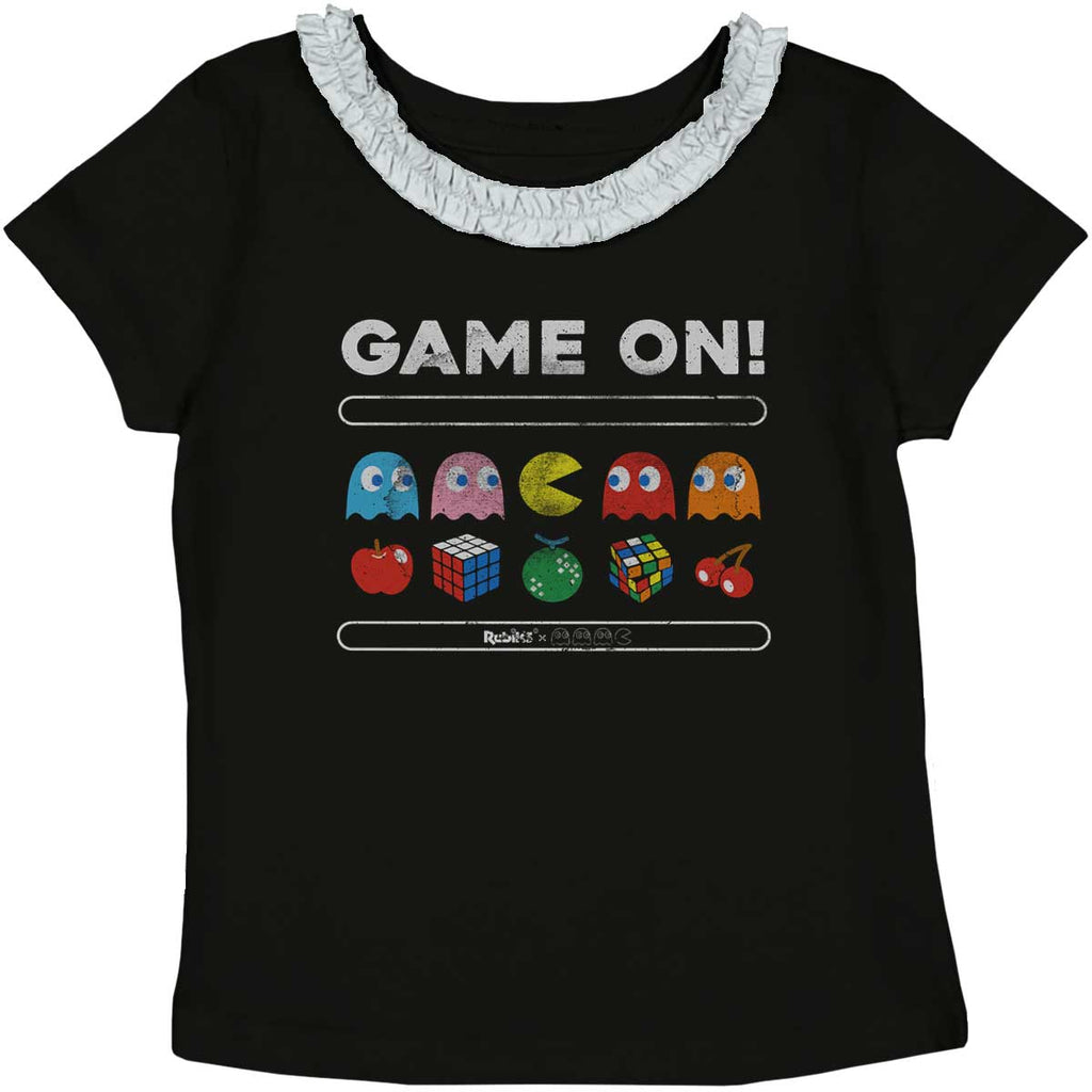 Game On Pac-Man Toddler Ruffled Trim T-Shirt-Direct To Garment Print-Brisco Baby