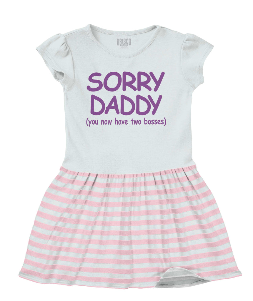 Sorry Daddy Baby Striped Skirt Dress-Direct To Garment Print-Brisco Baby
