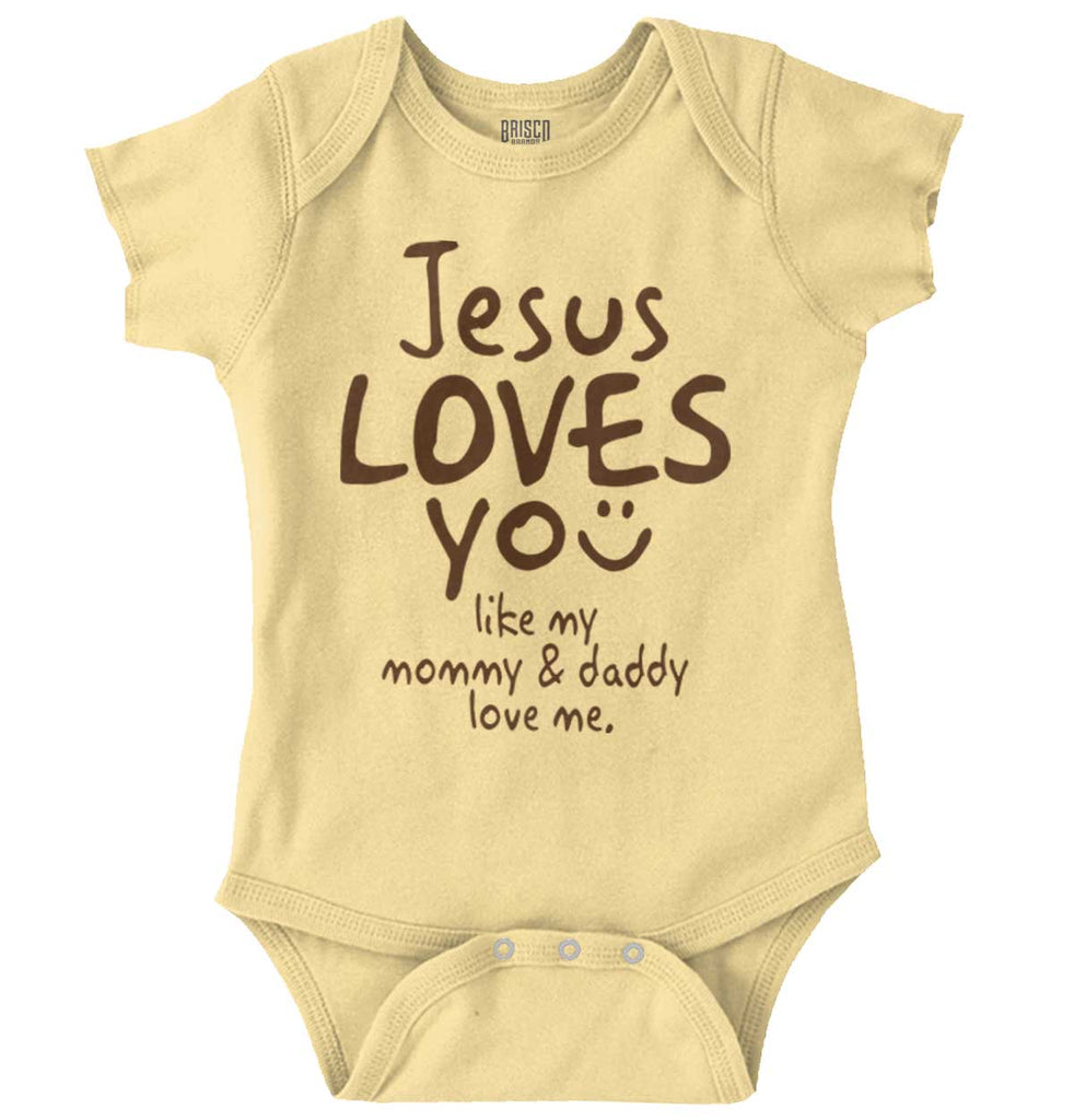 Jesus Loves You Romper Bodysuit-Direct To Garment Print-Brisco Baby