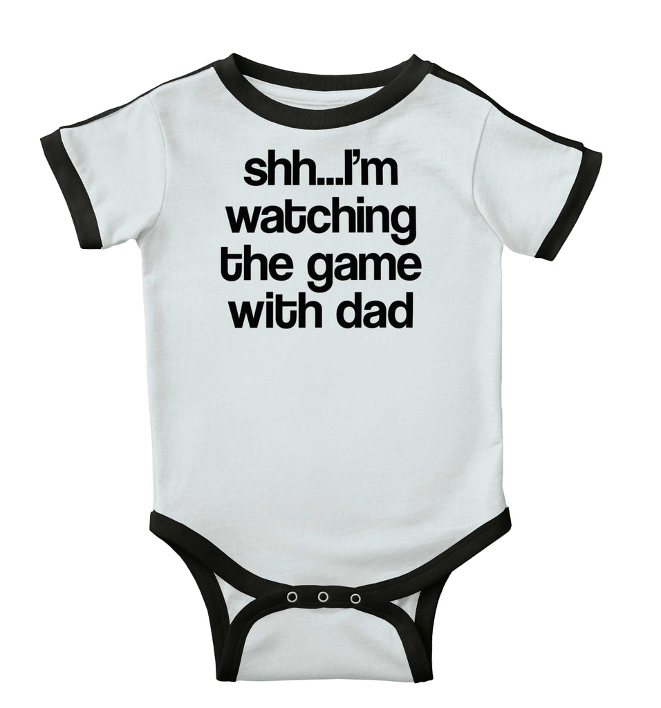 Watching the Game Ringer Romper Bodysuit-Direct To Garment Print-Brisco Baby