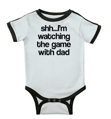Watching the Game Ringer Romper Bodysuit-Direct To Garment Print-Brisco Baby