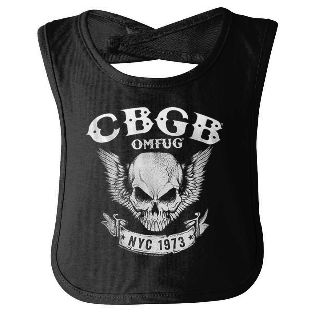 CBGB Skull Infant Baby Bib-Direct To Garment Print-Brisco Baby