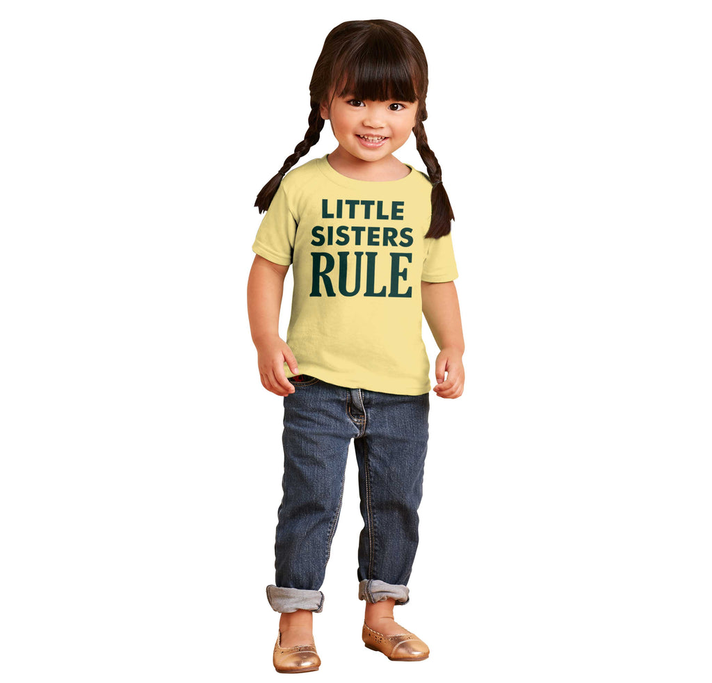 Little Sisters Rule Infant Toddler T Shirt-Direct To Garment Print-Brisco Baby