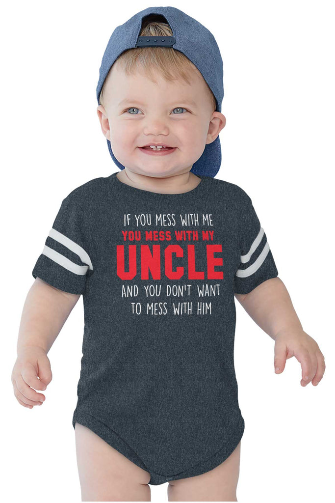 Mess With My Uncle Football Romper Bodysuit-Direct To Garment Print-Brisco Baby