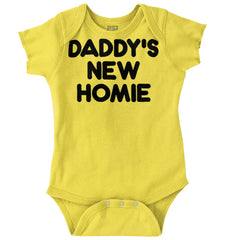 Daddy's New Homie Romper Bodysuit-Direct To Garment Print-Brisco Baby