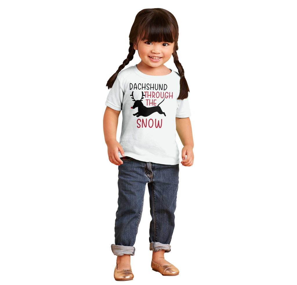 Dachshund Through Snow Infant Toddler T Shirt-Direct To Garment Print-Brisco Baby