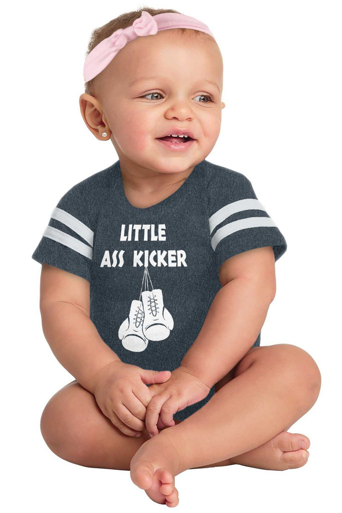 Little Ass Kicker Football Romper Bodysuit-Direct To Garment Print-Brisco Baby