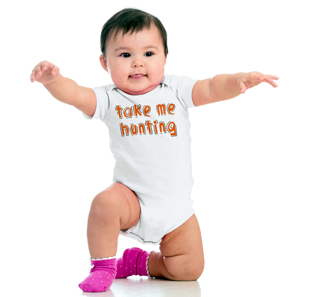 Take Me Hunting Daddy Romper Bodysuit-Direct To Garment Print-Brisco Baby
